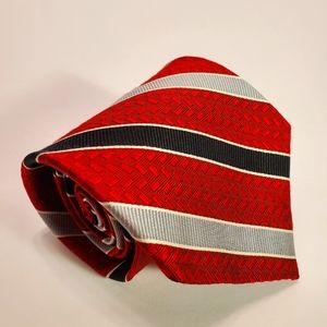 Versailles by Piatelli Red Stripe Silk Tie Jacquard Fabric
